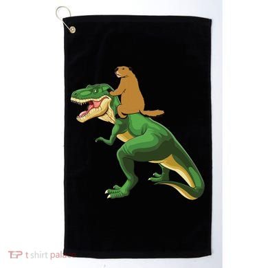 Groundhog Day Dinosaur Gift Shadow Golf Towel