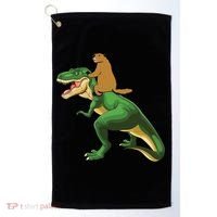 Groundhog Day Dinosaur Gift Shadow Golf Towel thumb 0