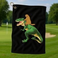 Groundhog Day Dinosaur Gift Shadow Golf Towel thumb 1