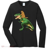 Groundhog Day Dinosaur Gift Shadow Women's Long Sleeve Shirt thumb 0