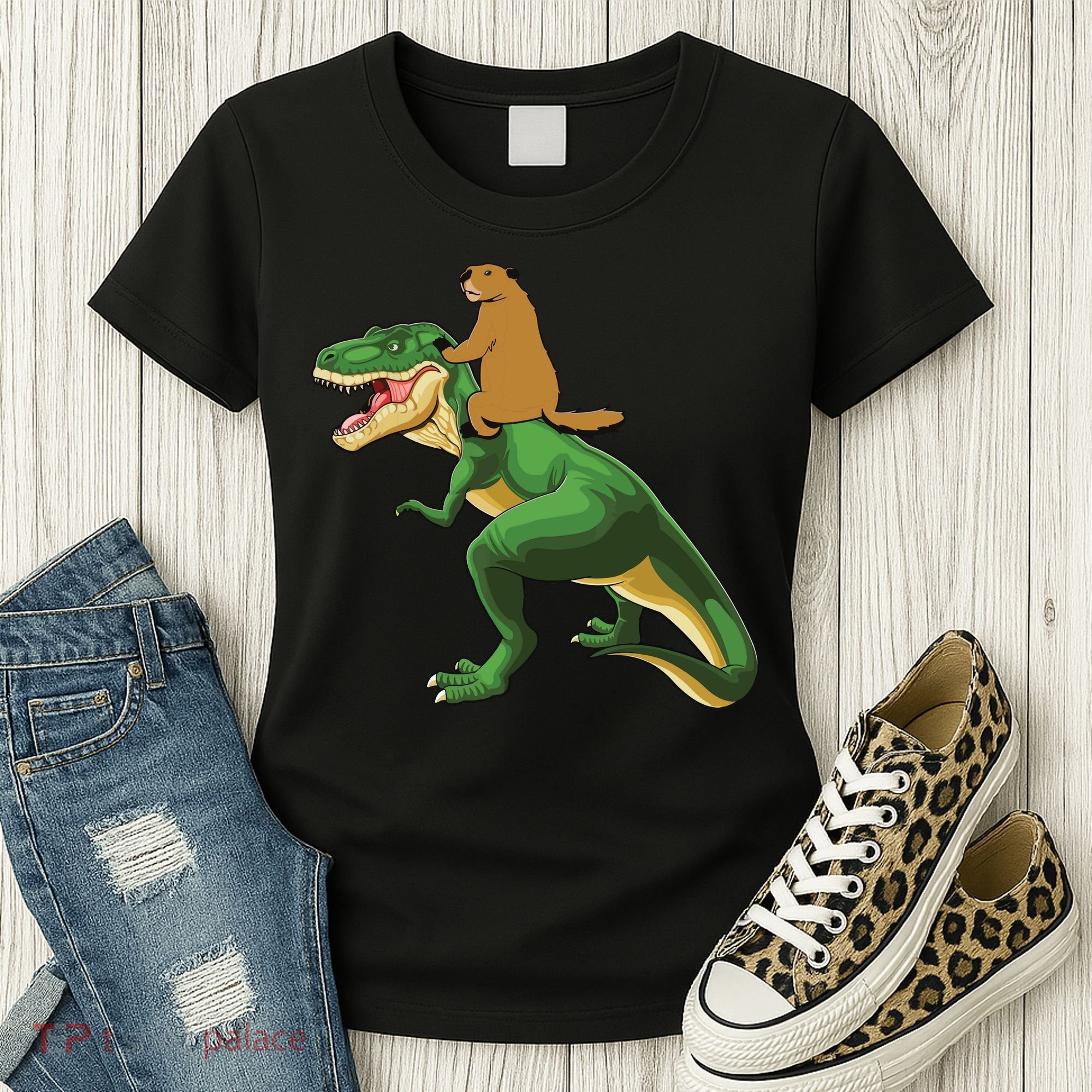 Groundhog Day Dinosaur Gift Shadow Women's T-Shirt