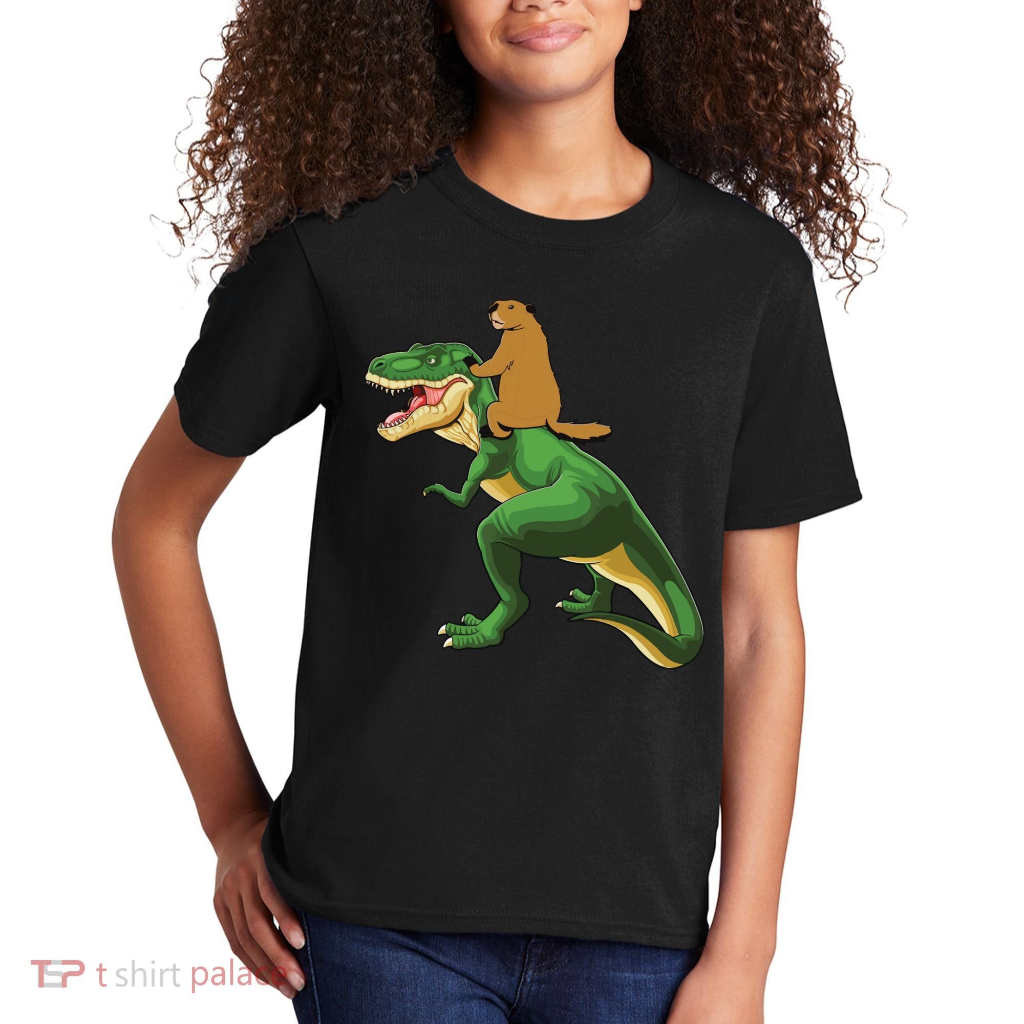 Groundhog Day Dinosaur Gift Shadow Kids T-Shirt