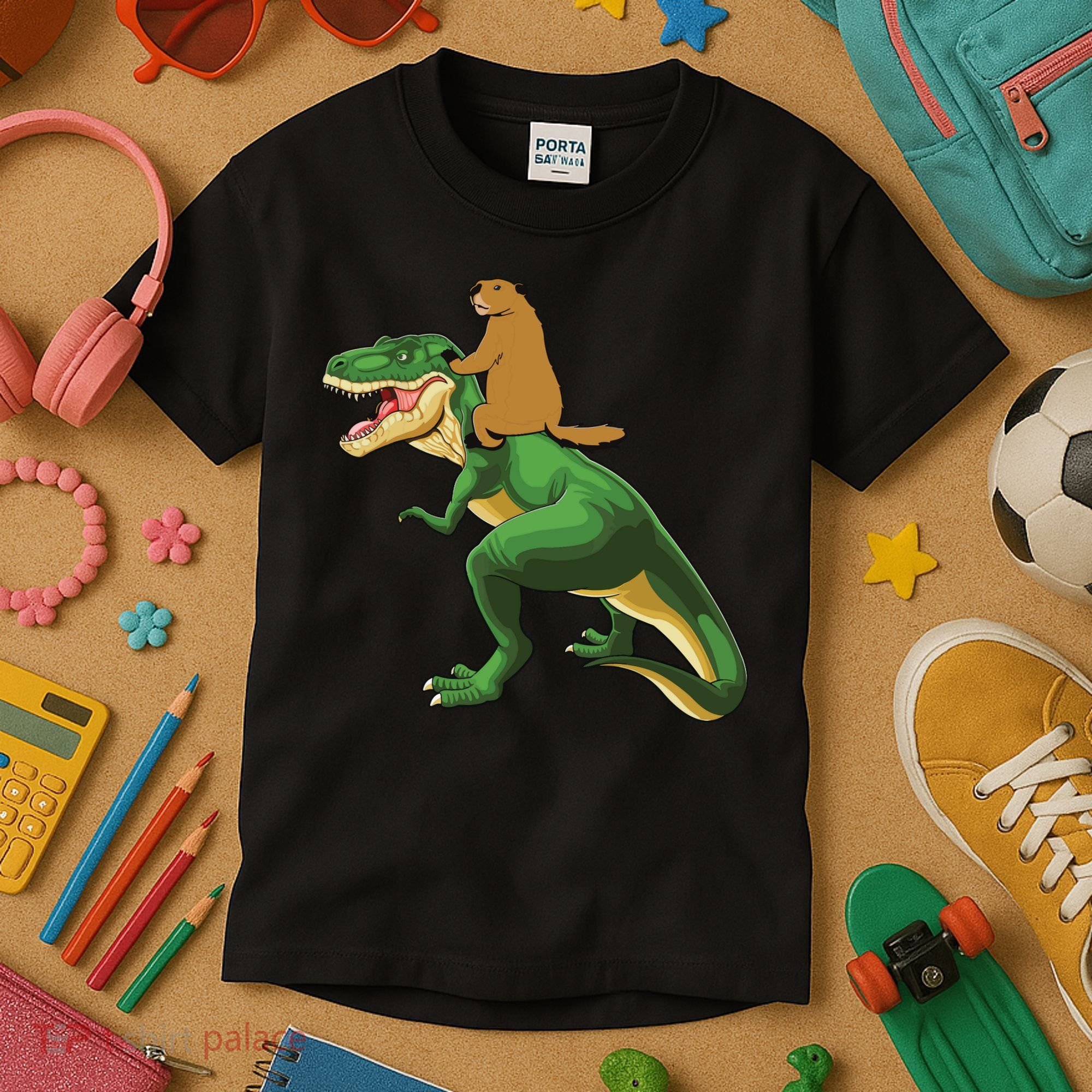 Groundhog Day Dinosaur Gift Shadow Kids T-Shirt