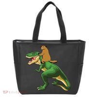 Groundhog Day Dinosaur Gift Shadow Tote Bag thumb 0