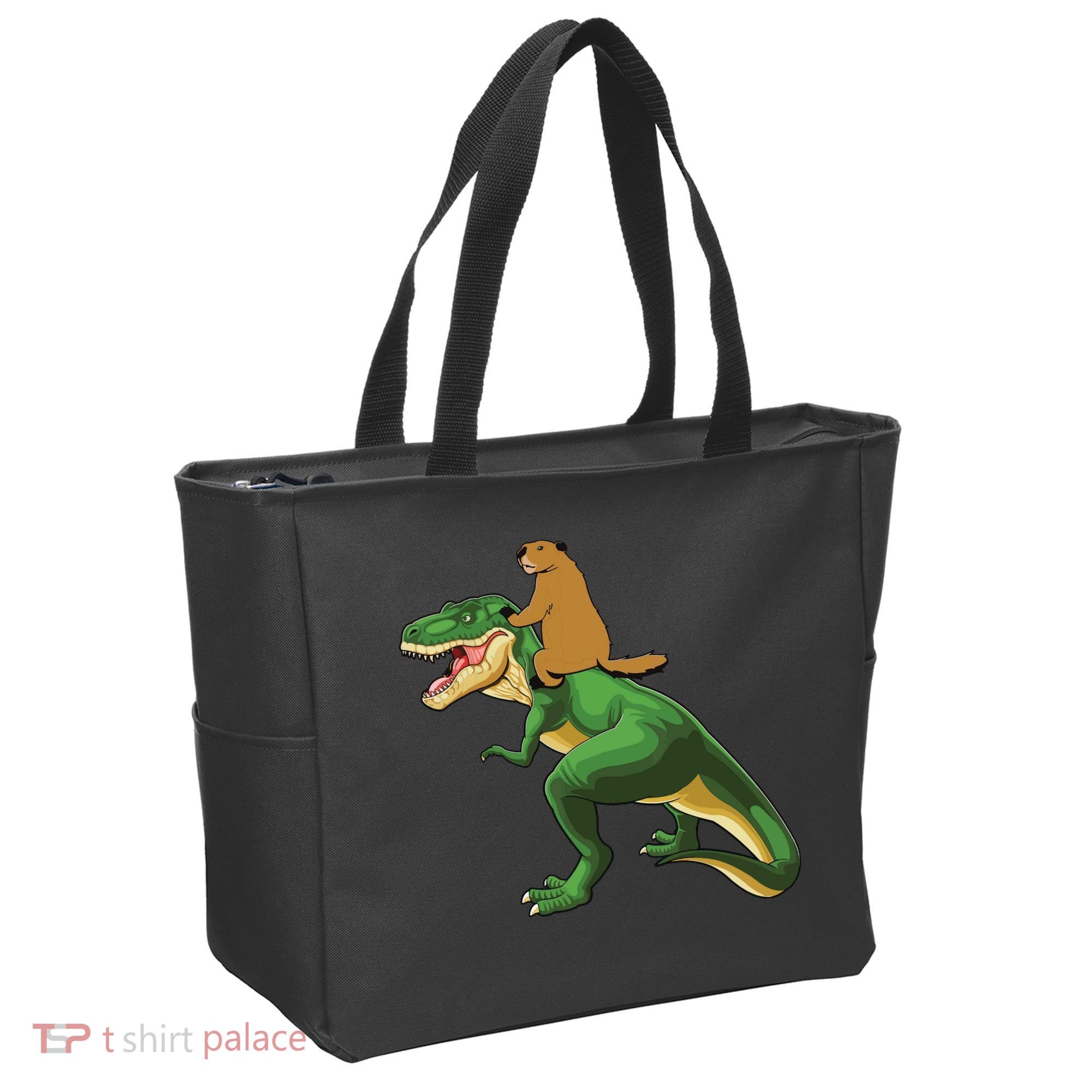 Groundhog Day Dinosaur Gift Shadow Tote Bag
