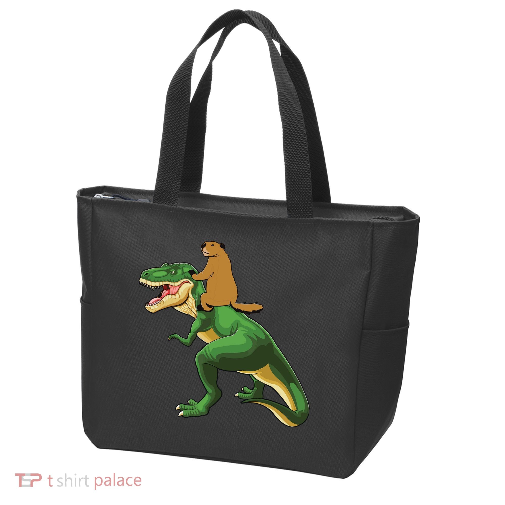 Groundhog Day Dinosaur Gift Shadow Tote Bag