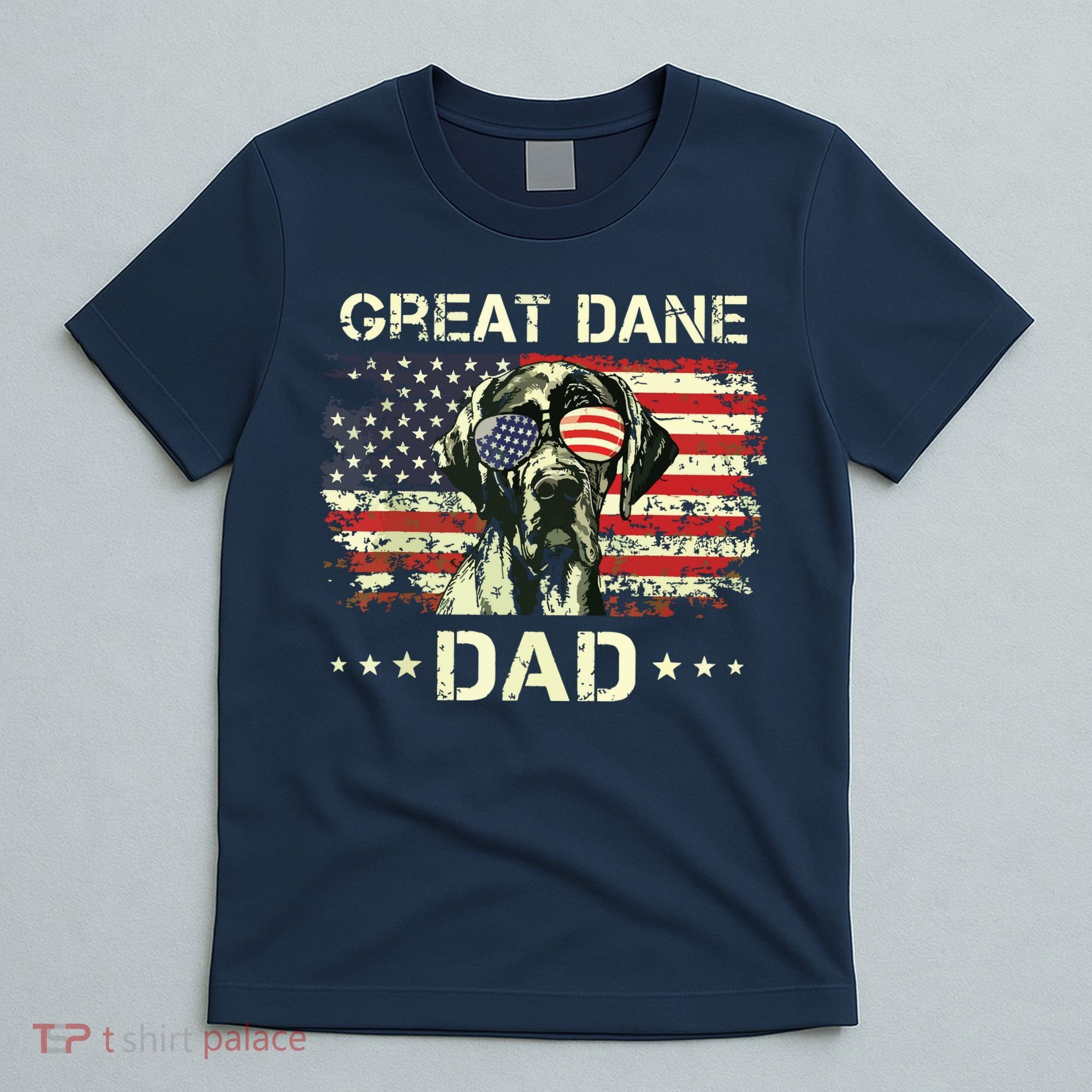 Great Dane Dad Dog Lovers American Flag 4th Of July T-Shirt