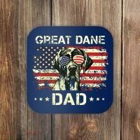 Great Dane Dad Dog Lovers American Flag 4th Of July Coaster thumb 0