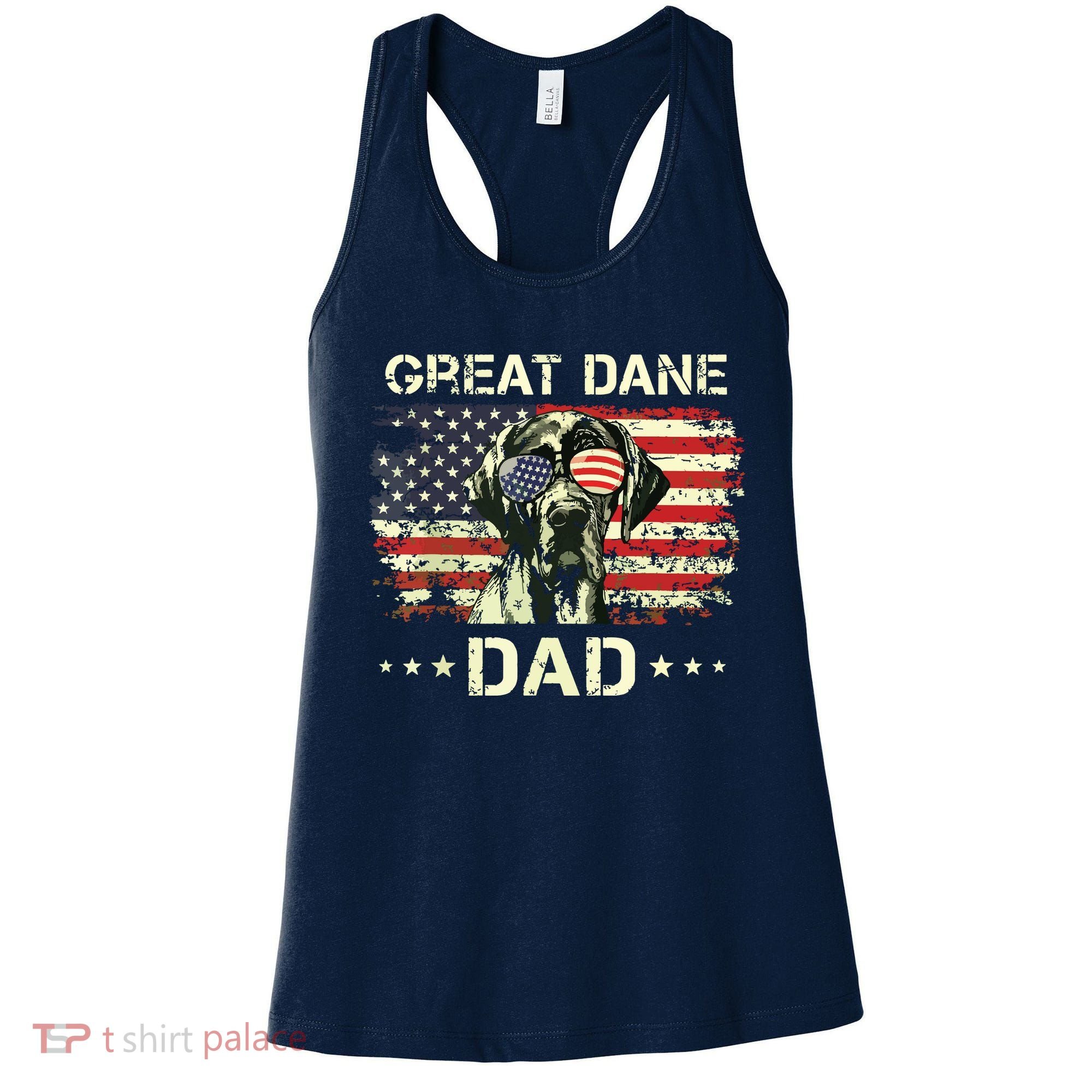 Great Dane Dad Dog Lovers American Flag 4th Of July Women's Tank Top