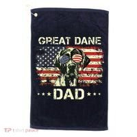 Great Dane Dad Dog Lovers American Flag 4th Of July Golf Towel thumb 0