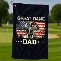 Great Dane Dad Dog Lovers American Flag 4th Of July Golf Towel thumb 1