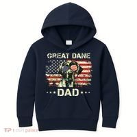 Great Dane Dad Dog Lovers American Flag 4th Of July Kids Hoodie thumb 0