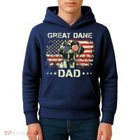 Great Dane Dad Dog Lovers American Flag 4th Of July Kids Hoodie thumb 4
