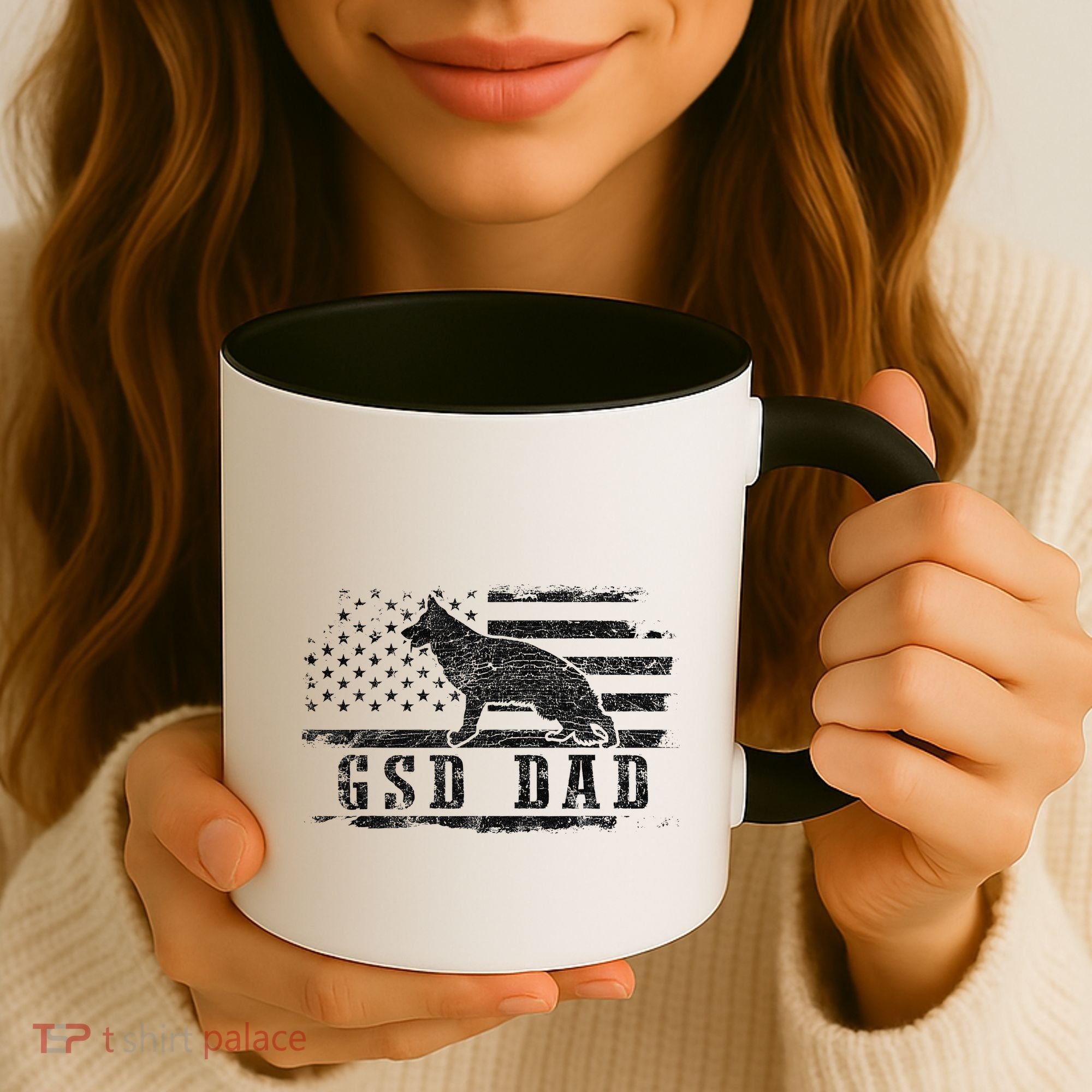 Gsd Dad Distressed American Flag German Shepherd Dog Coffee Mug