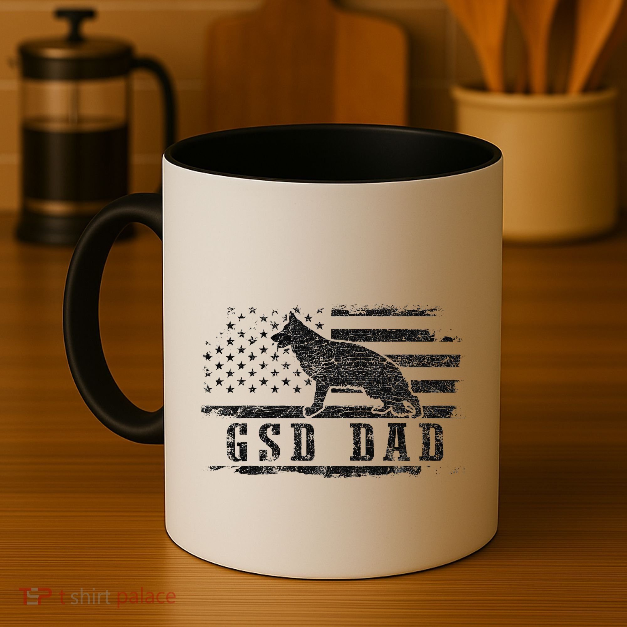 Gsd Dad Distressed American Flag German Shepherd Dog Coffee Mug