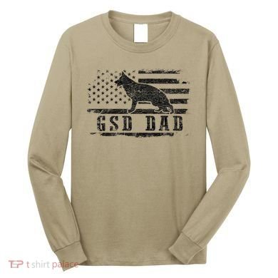Gsd Dad Distressed American Flag German Shepherd Dog Long Sleeve Shirt