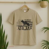 Gsd Dad Distressed American Flag German Shepherd Dog T-Shirt thumb 2