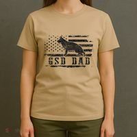 Gsd Dad Distressed American Flag German Shepherd Dog T-Shirt thumb 4
