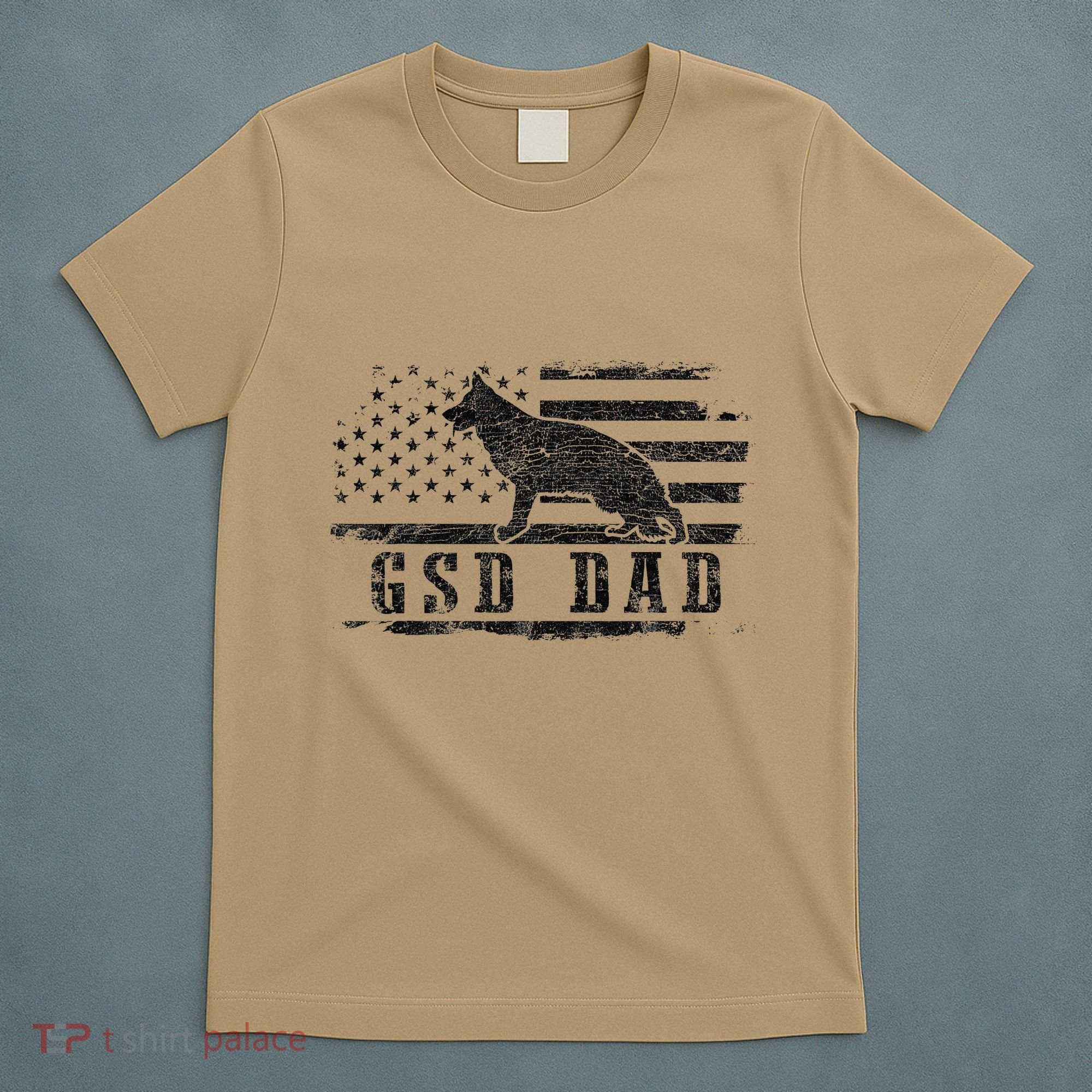 Gsd Dad Distressed American Flag German Shepherd Dog T-Shirt