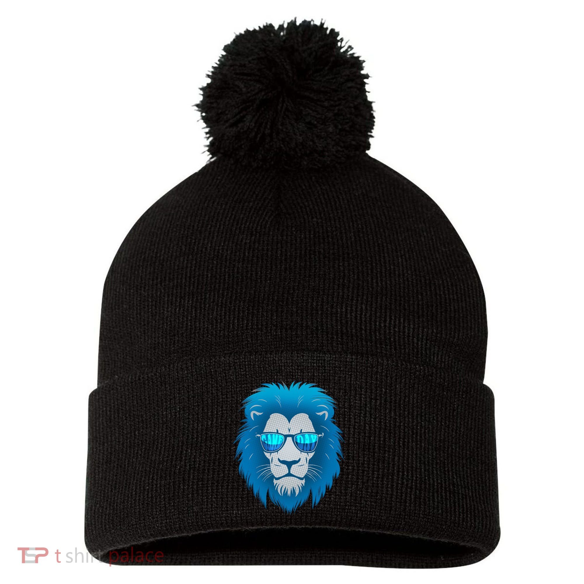 Game Day Detroit Football Sports Fan Pom Pom 12in Knit Beanie