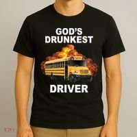 Gods Drunkest Driver Funny School Bus T-Shirt thumb 3