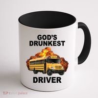 Gods Drunkest Driver Funny School Bus Coffee Mug thumb 1