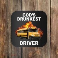 Gods Drunkest Driver Funny School Bus Coaster thumb 0