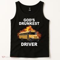 Gods Drunkest Driver Funny School Bus Tank Top thumb 2