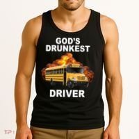 Gods Drunkest Driver Funny School Bus Tank Top thumb 3