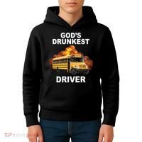 Gods Drunkest Driver Funny School Bus Kids Hoodie thumb 4