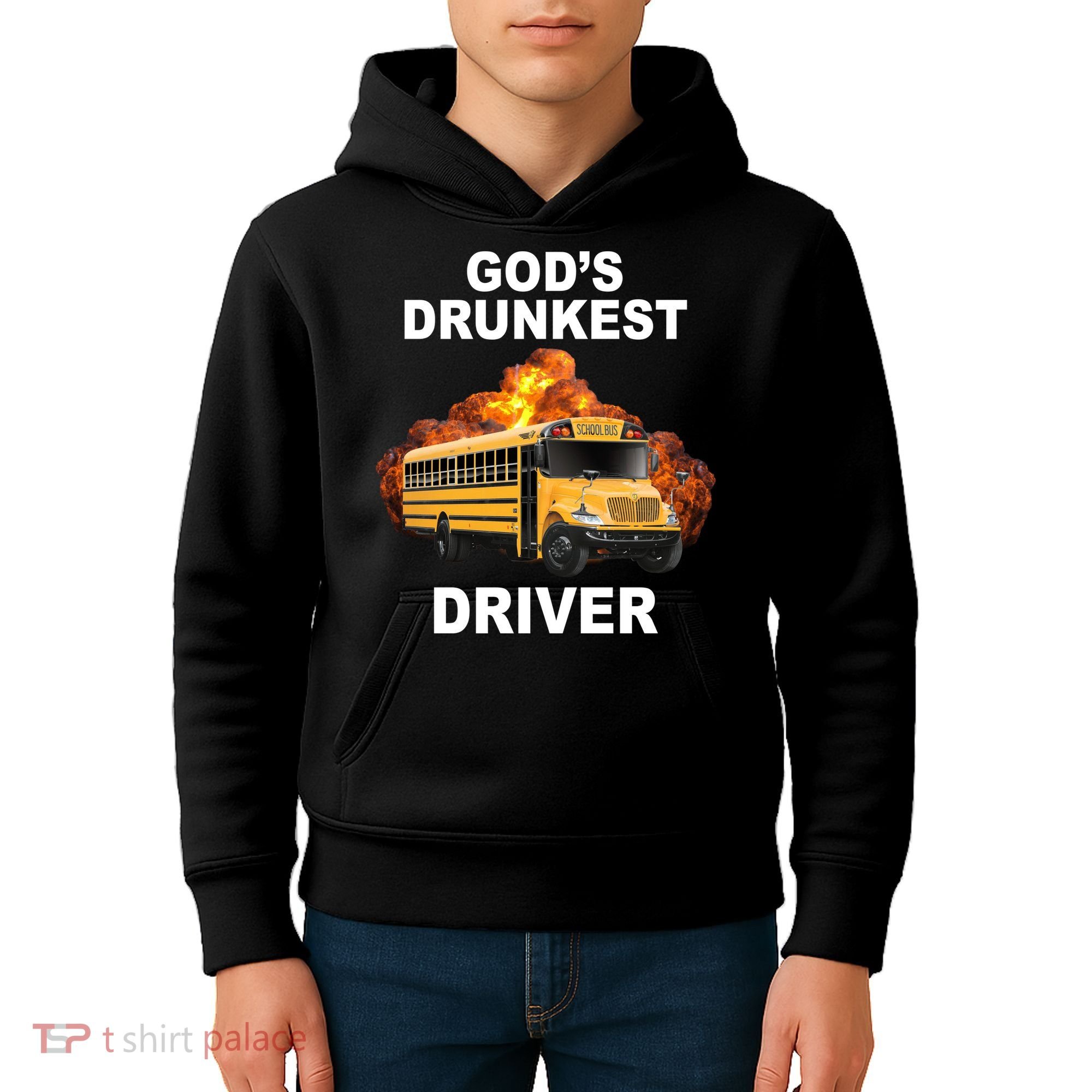 Gods Drunkest Driver Funny School Bus Kids Hoodie