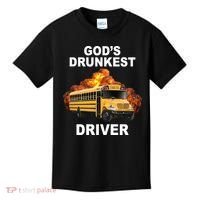 Gods Drunkest Driver Funny School Bus Kids T-Shirt thumb 0