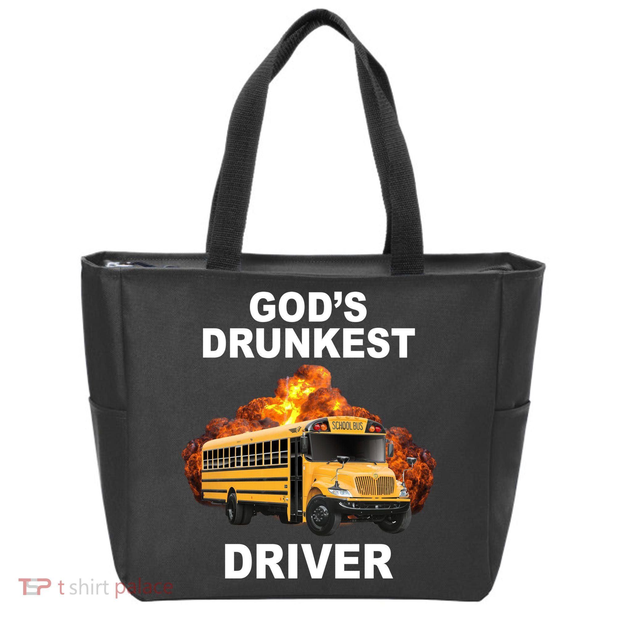 Gods Drunkest Driver Funny School Bus Tote Bag