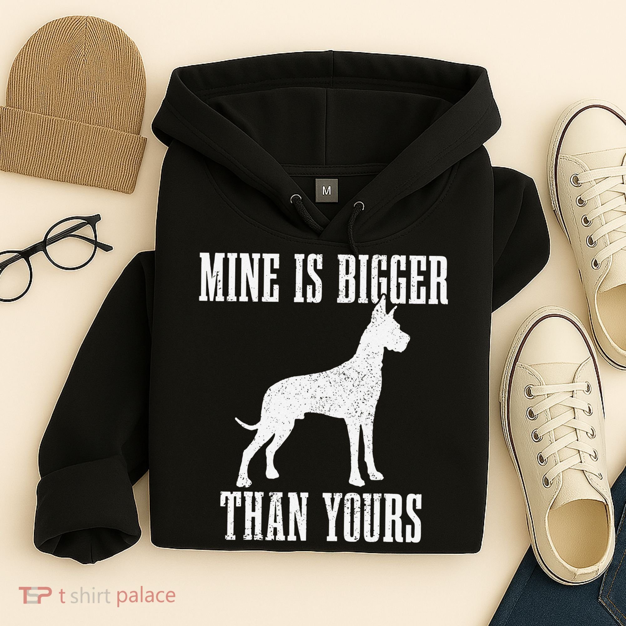 Great Dane Dog Mine Is Bigger Than Yours Great Dane Mom Dad Hoodie