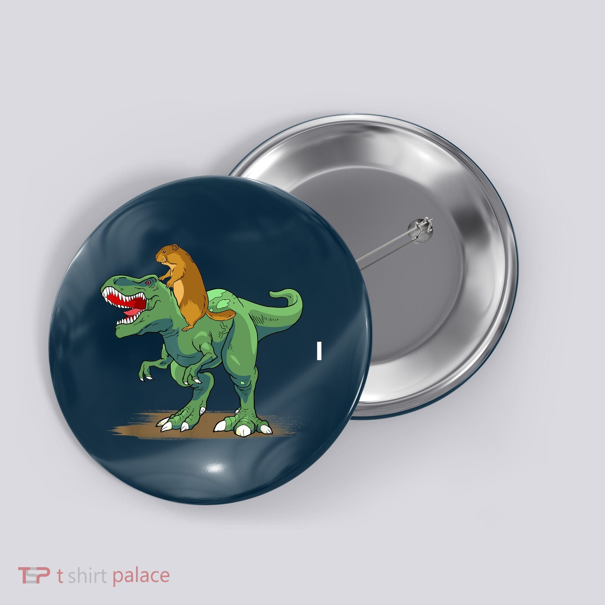 GroundHog Day Dinosaur Gift Shadow Button