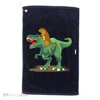 GroundHog Day Dinosaur Gift Shadow Golf Towel thumb 0
