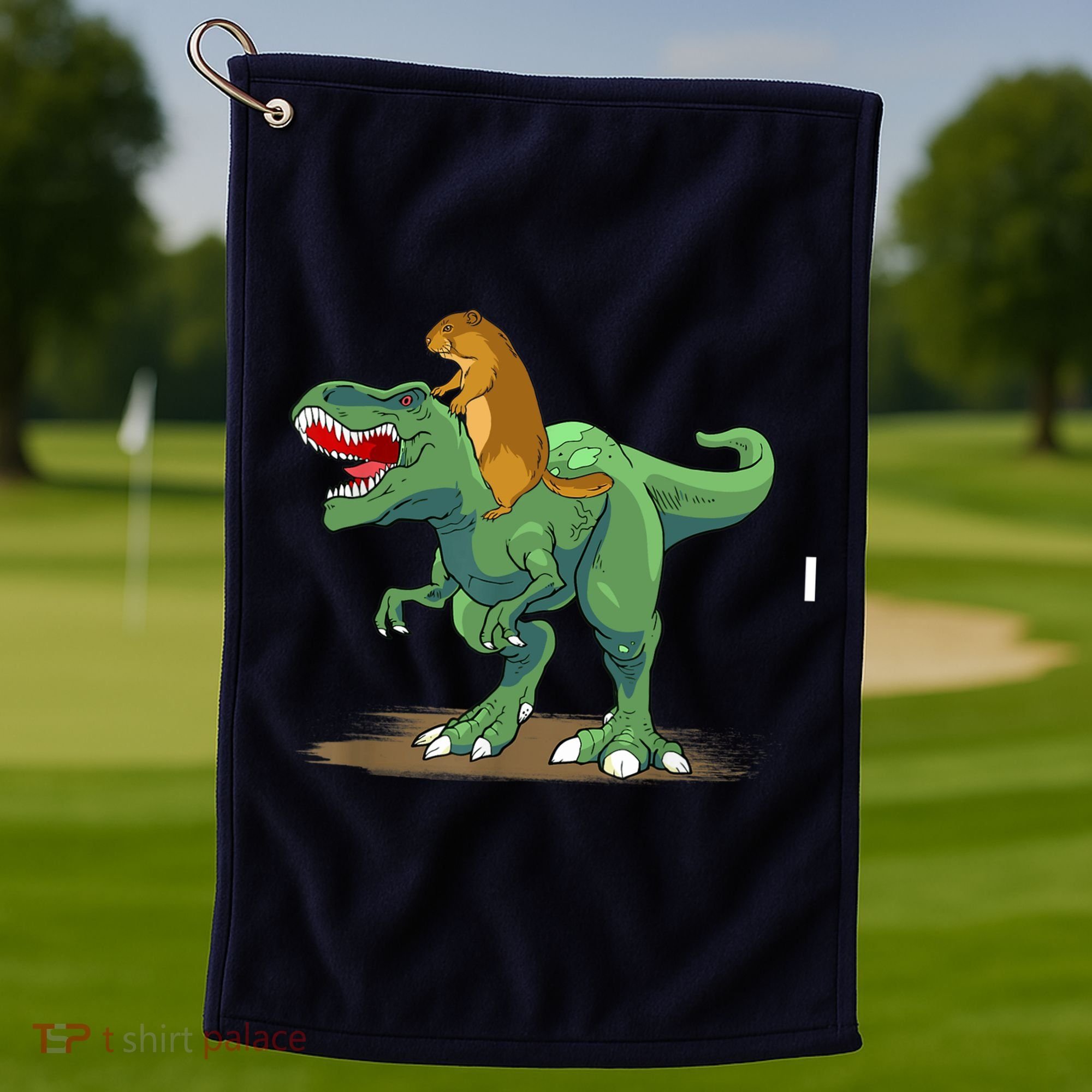 GroundHog Day Dinosaur Gift Shadow Golf Towel