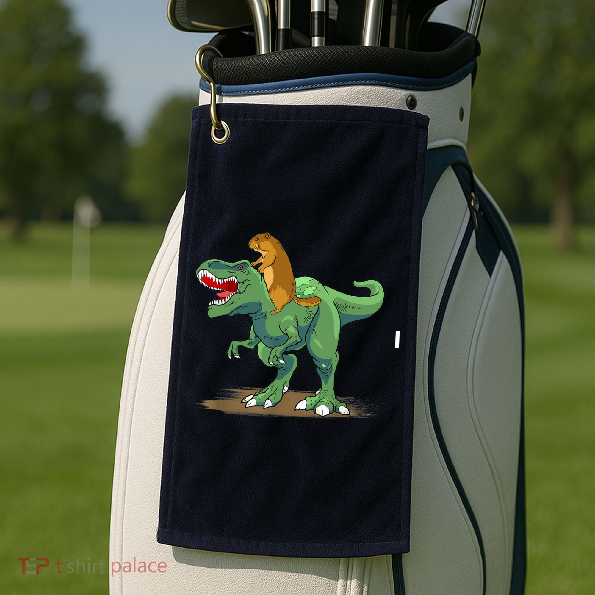 GroundHog Day Dinosaur Gift Shadow Golf Towel