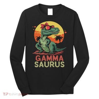 Gammasaurus Dino Dinosaur Gamma Saurus T Rex Funny Trex Long Sleeve Shirt