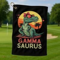 Gammasaurus Dino Dinosaur Gamma Saurus T Rex Funny Trex Golf Towel thumb 1