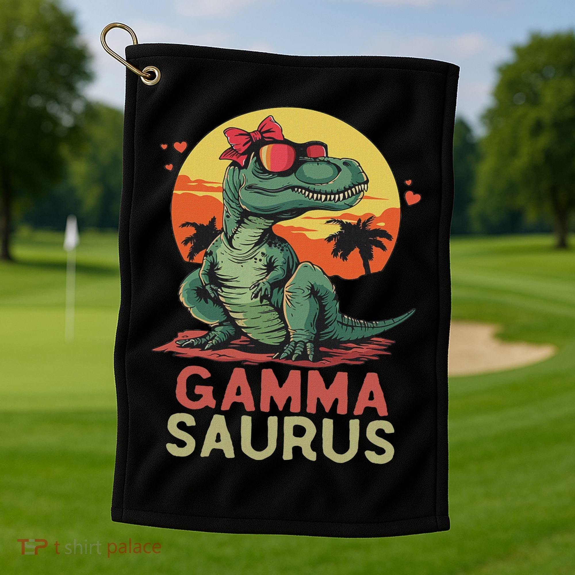 Gammasaurus Dino Dinosaur Gamma Saurus T Rex Funny Trex Golf Towel