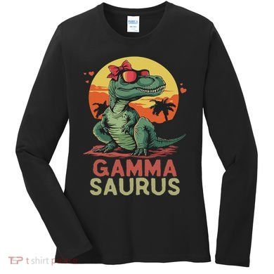 Gammasaurus Dino Dinosaur Gamma Saurus T Rex Funny Trex Women's Long Sleeve Shirt