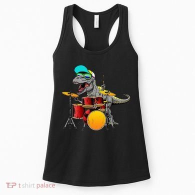 Great Dinosaurs Drums Music Playing Rex Design Women's Tank Top