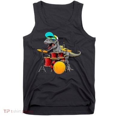 Great Dinosaurs Drums Music Playing Rex Design Tank Top
