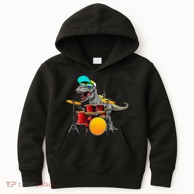 Great Dinosaurs Drums Music Playing Rex Design Kids Hoodie