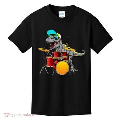 Great Dinosaurs Drums Music Playing Rex Design Kids T-Shirt