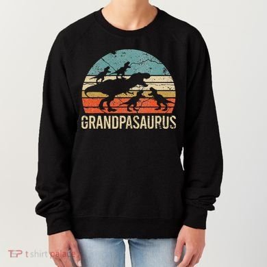 Grandpa Dinosaur Dad Gift Funny Grandpasaurus 4 Four Women's Sweatshirt