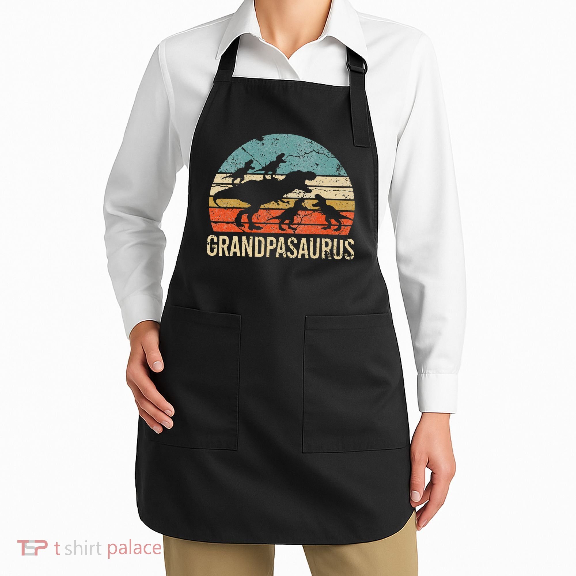 Grandpa Dinosaur Dad Gift Funny Grandpasaurus 4 Four Apron