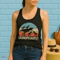Grandpa Dinosaur Dad Gift Funny Grandpasaurus 4 Four Women's Tank Top thumb 2