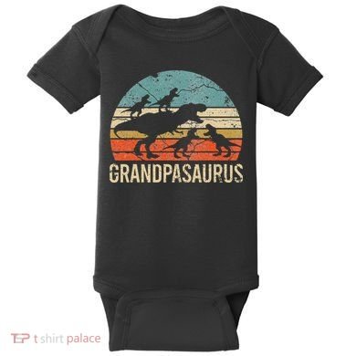 Grandpa Dinosaur Dad Gift Funny Grandpasaurus 4 Four Baby Bodysuit